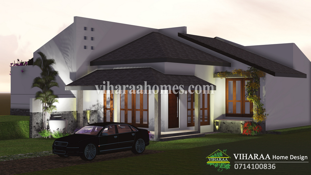 Viharaa Home Design - Singal Story Home Plan and 3D Design - Hokandara, Sri Lanka