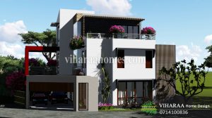 Viharaa Home Design - Three Story Home Plan and 3D Design - Galle, Sri Lanka